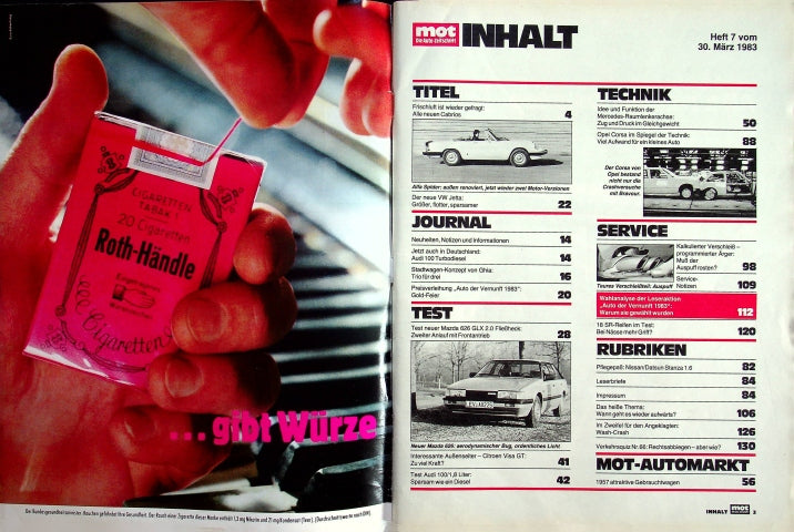 Inhaltsverzeichnis MOT 07/1983