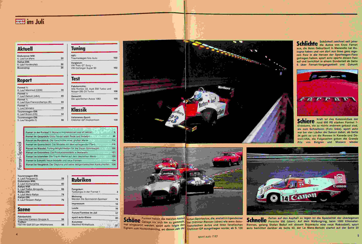 Inhaltsverzeichnis Sport Auto 07/1983