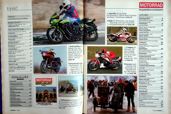 Inhaltsverzeichnis Motorrad 07/1983