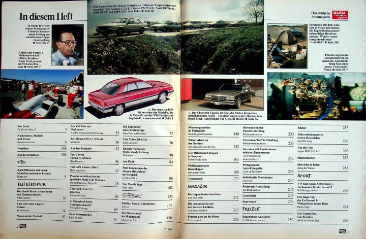 Inhaltsverzeichnis Auto Motor und Sport 07/1984