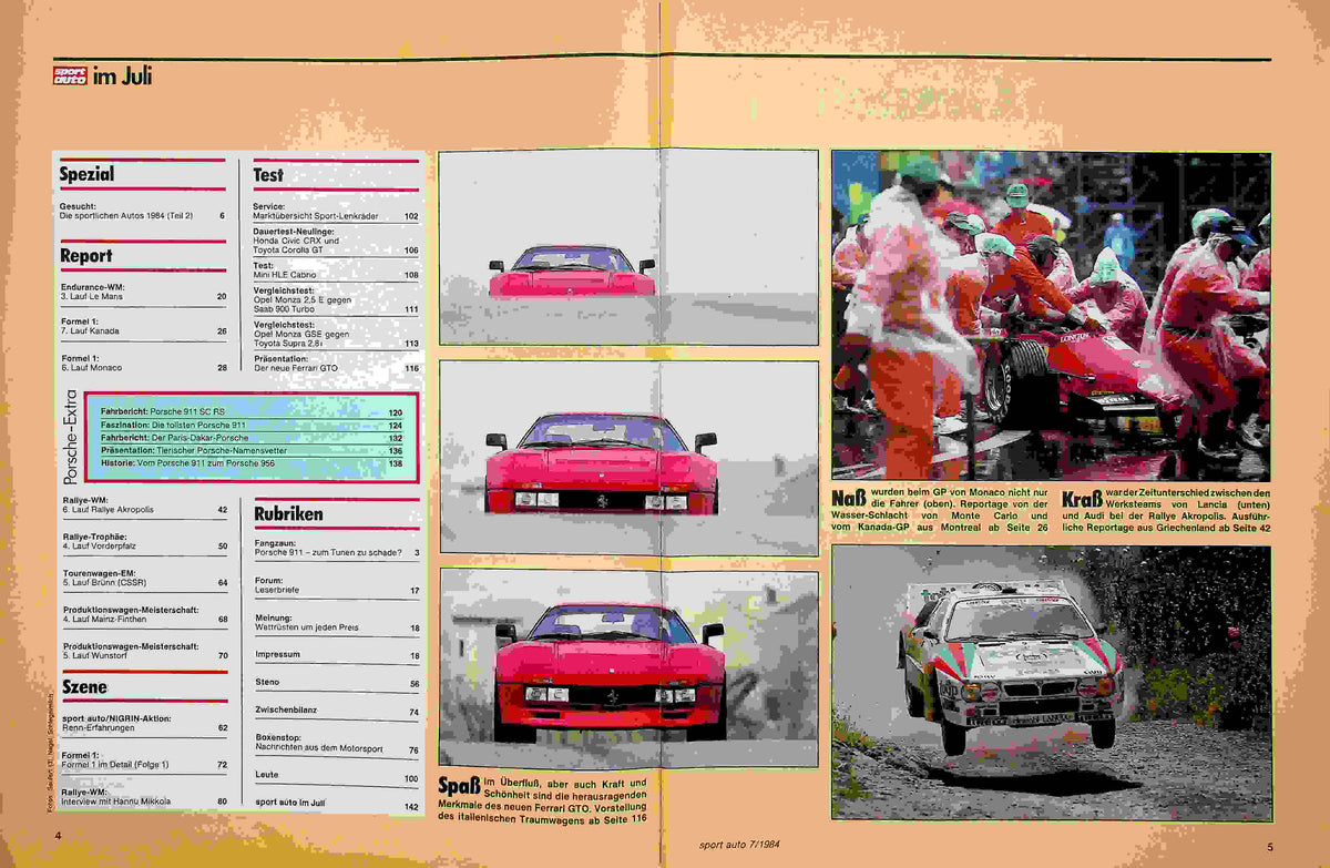 Inhaltsverzeichnis Sport Auto 07/1984