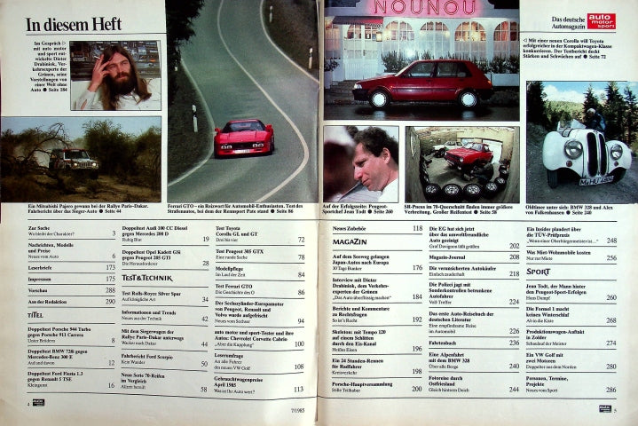Inhaltsverzeichnis Auto Motor und Sport 07/1985