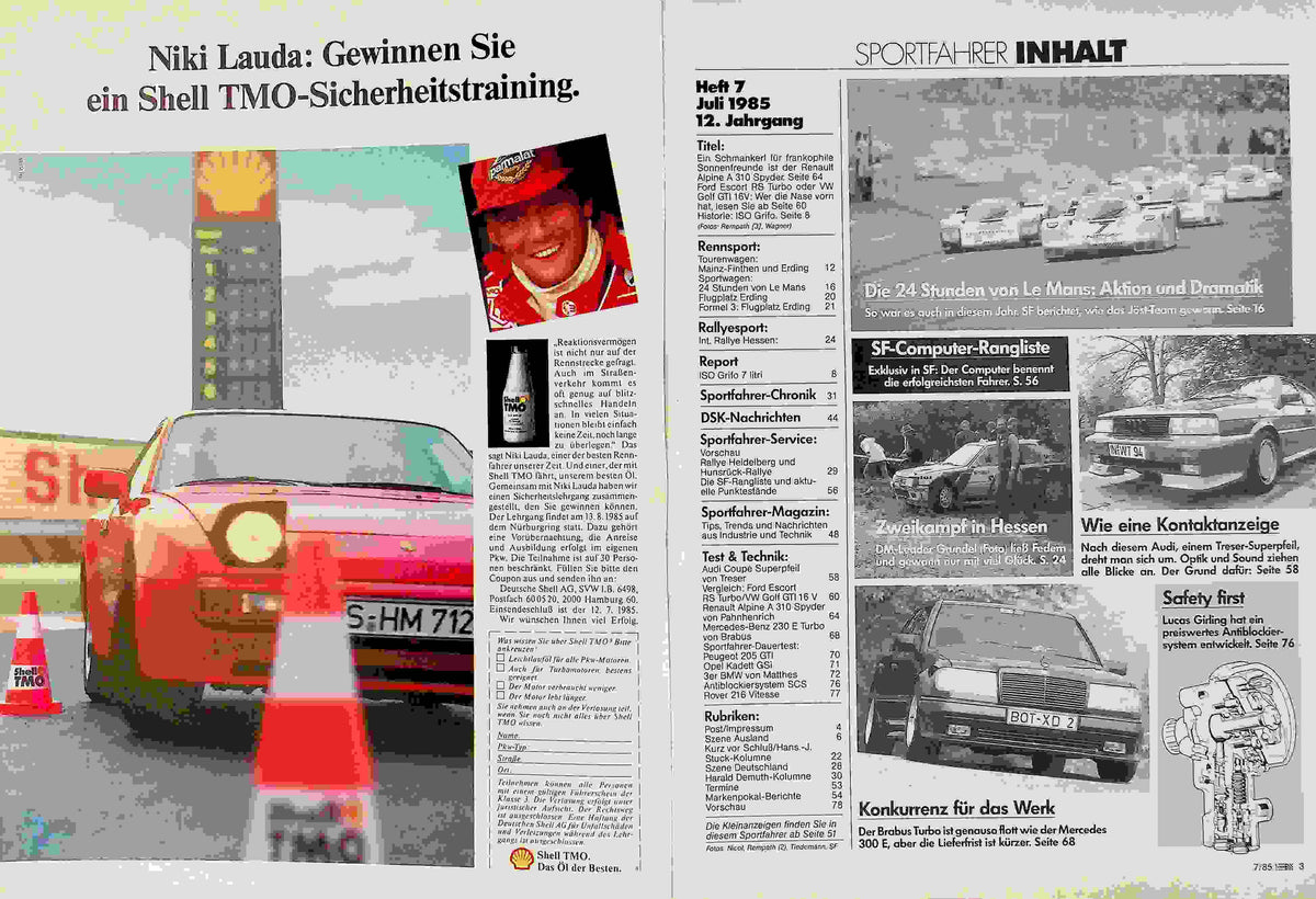 Inhaltsverzeichnis Sport Fahrer 07/1985