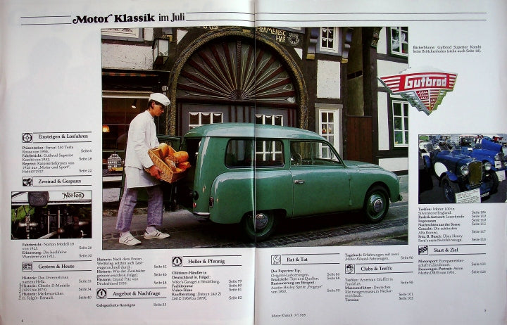 Inhaltsverzeichnis Motor Klassik 07/1985