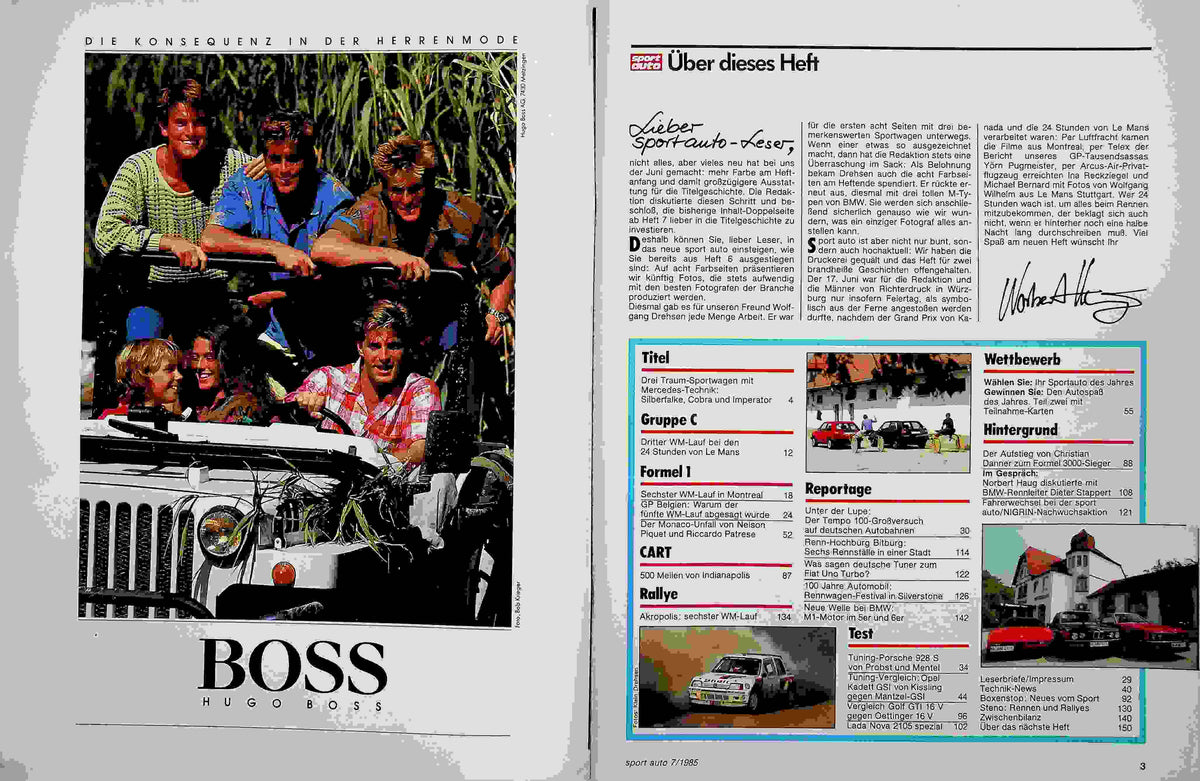 Inhaltsverzeichnis Sport Auto 07/1985