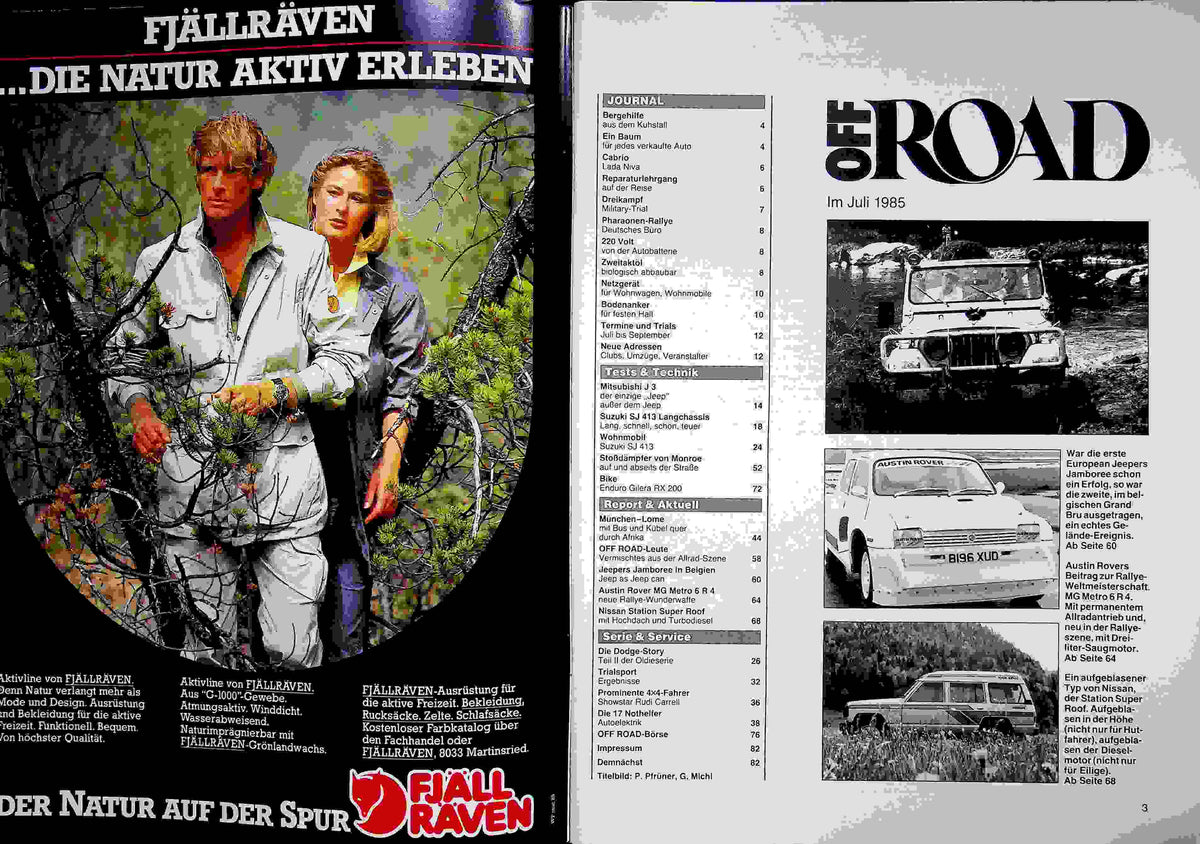 Inhaltsverzeichnis Offroad 07/1985
