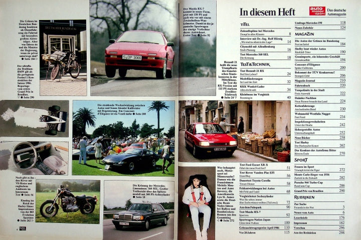 Inhaltsverzeichnis Auto Motor und Sport 07/1986