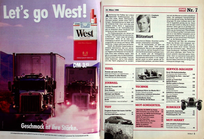 Inhaltsverzeichnis MOT 07/1986