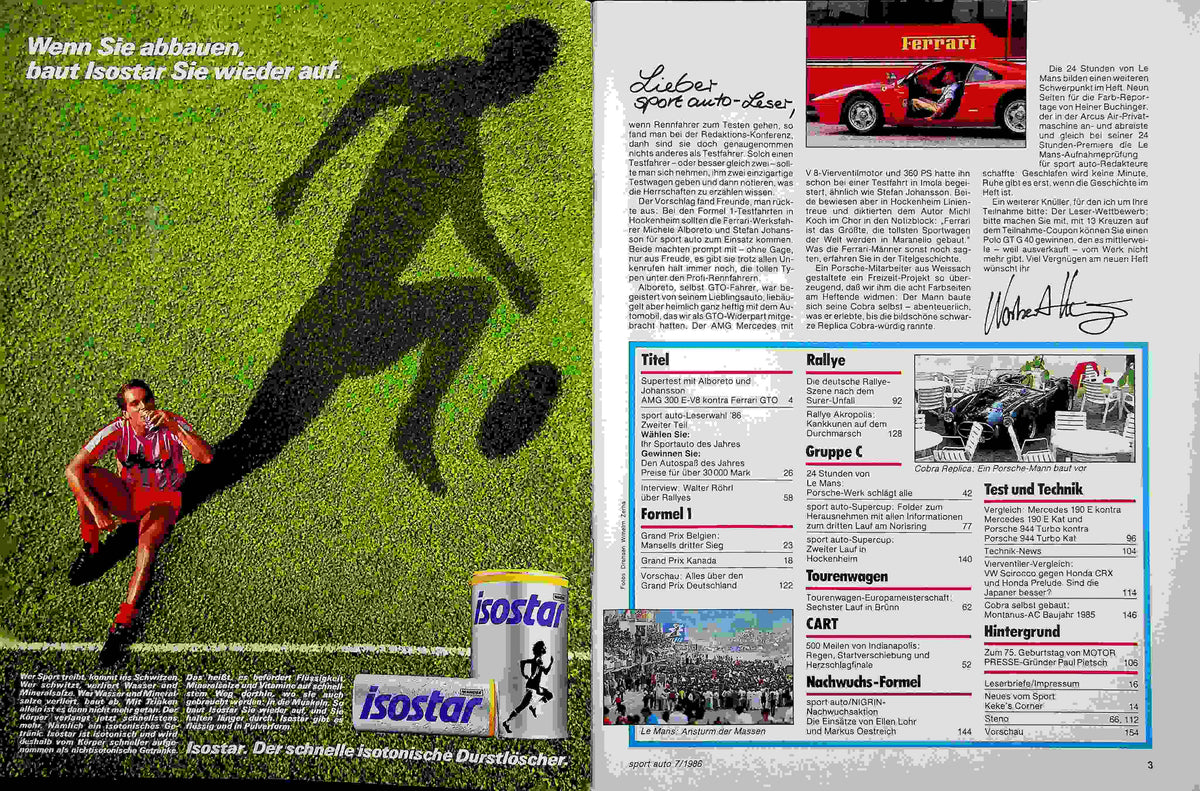 Inhaltsverzeichnis Sport Auto 07/1986