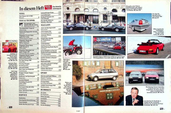 Inhaltsverzeichnis Auto Motor und Sport 07/1987
