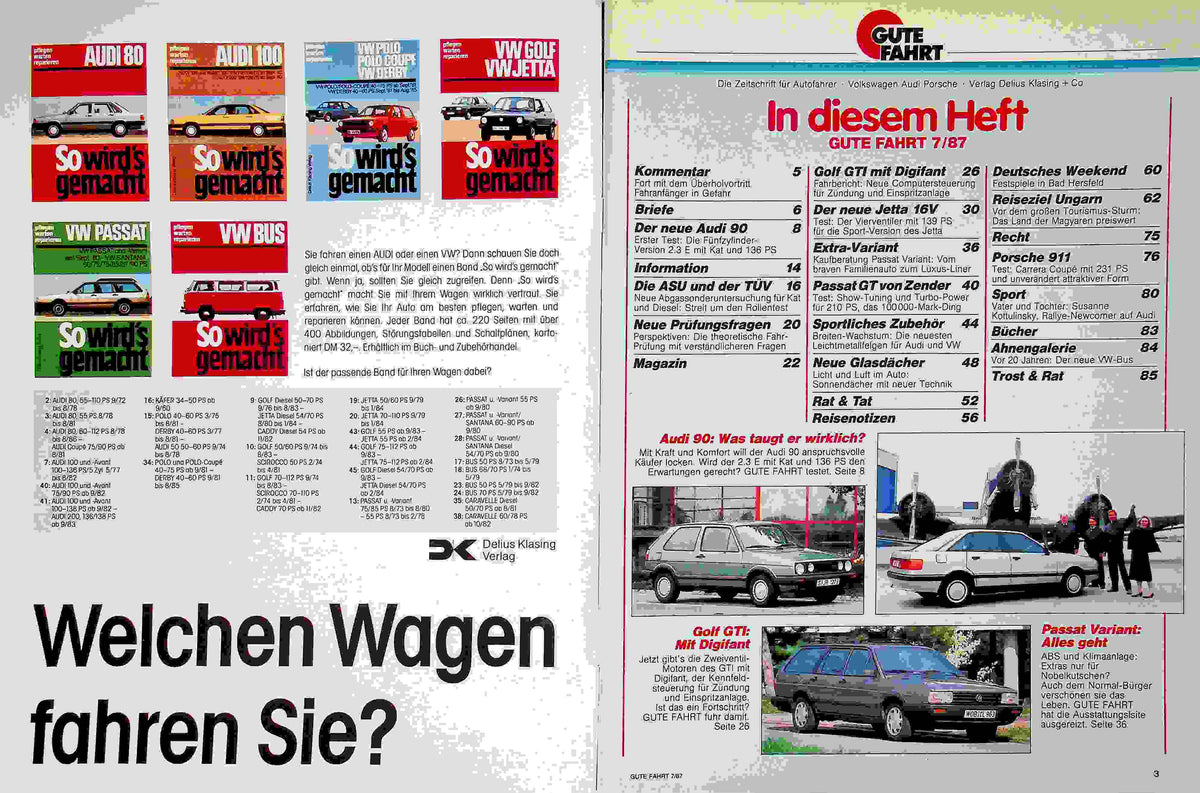 Inhaltsverzeichnis Gute Fahrt 07/1987