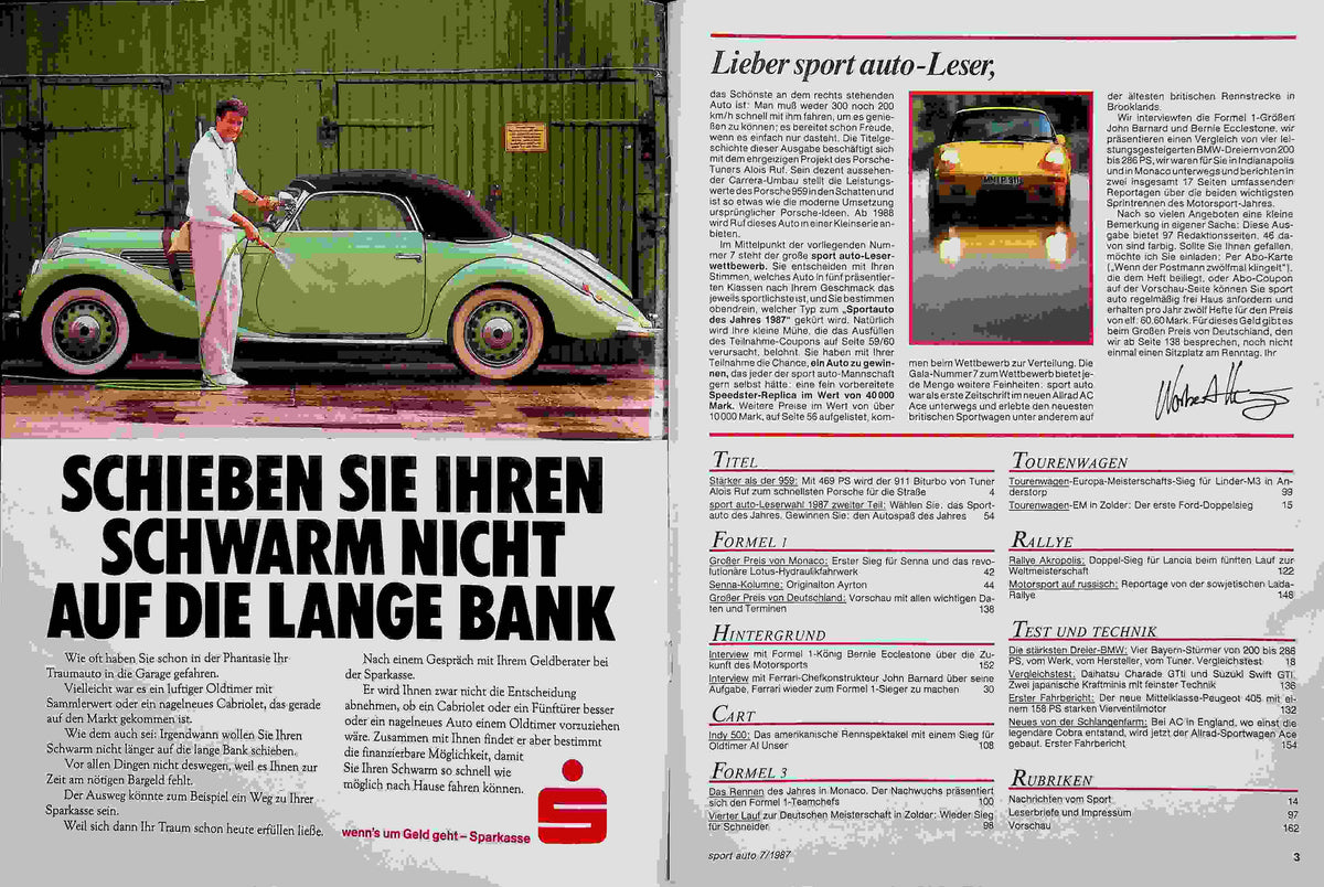 Inhaltsverzeichnis Sport Auto 07/1987