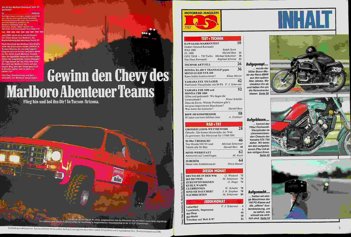 Inhaltsverzeichnis MO Magazin 07/1987