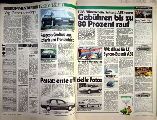 Inhaltsverzeichnis Auto Bild 07/1988
