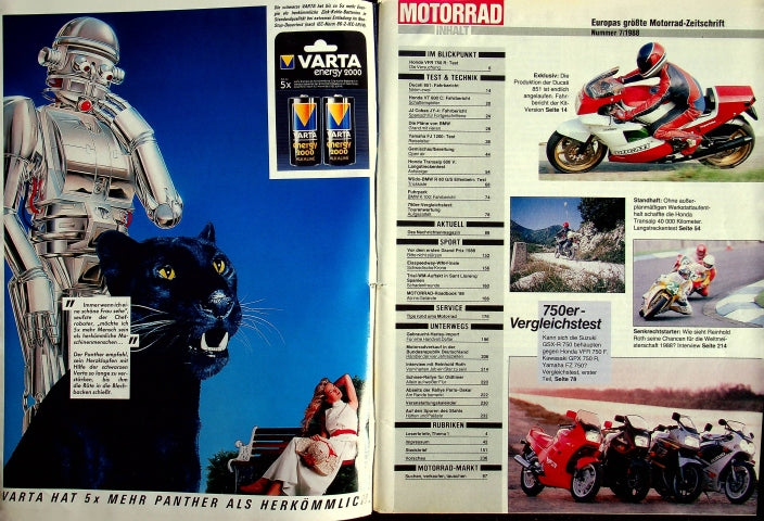 Inhaltsverzeichnis Motorrad 07/1988