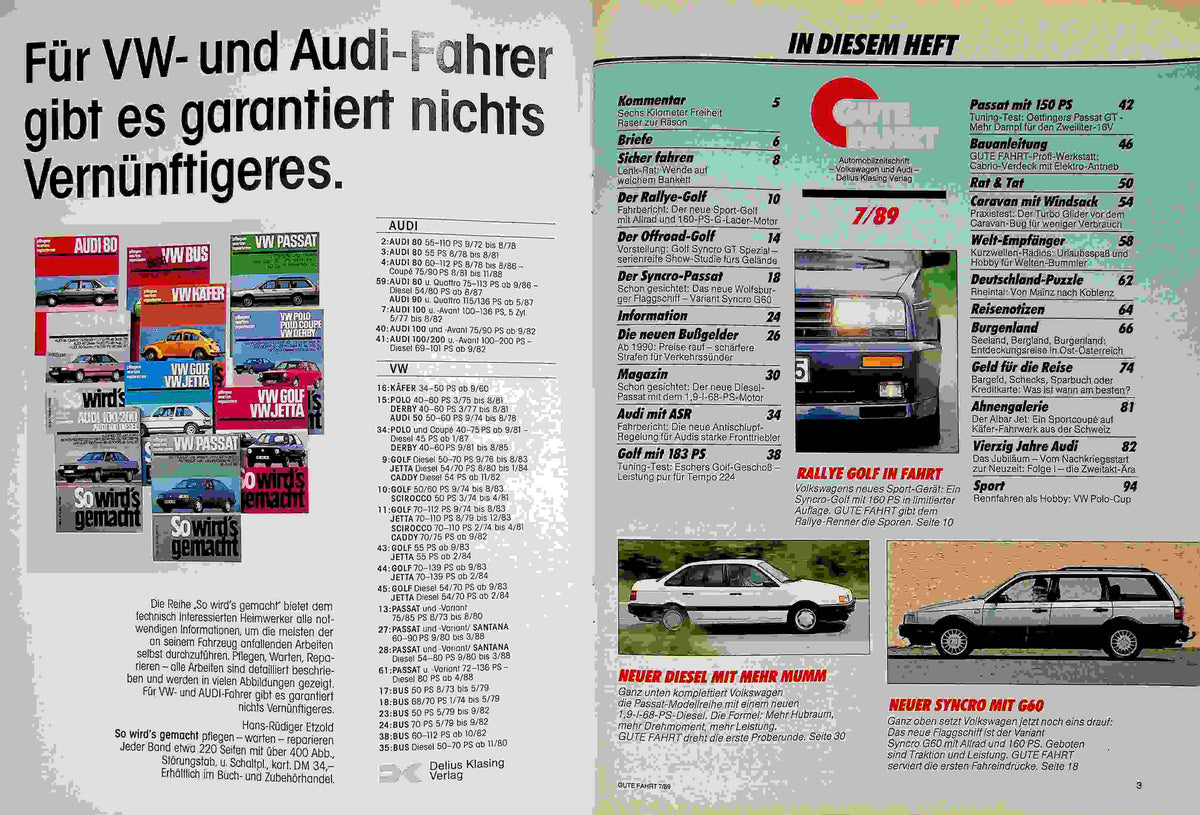 Inhaltsverzeichnis Gute Fahrt 07/1989