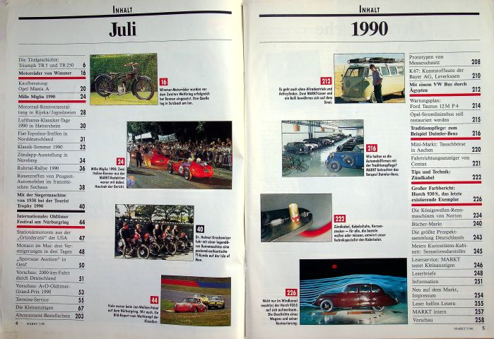 Inhaltsverzeichnis Oldtimer Markt 07/1990