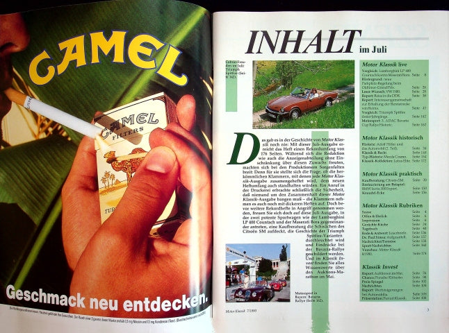 Inhaltsverzeichnis Motor Klassik 07/1990