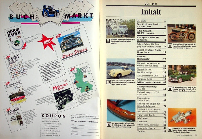 Inhaltsverzeichnis Oldtimer Praxis 07/1991