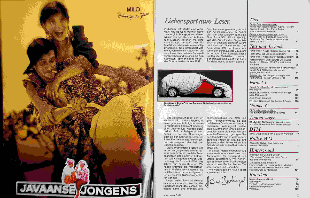 Inhaltsverzeichnis Sport Auto 07/1991
