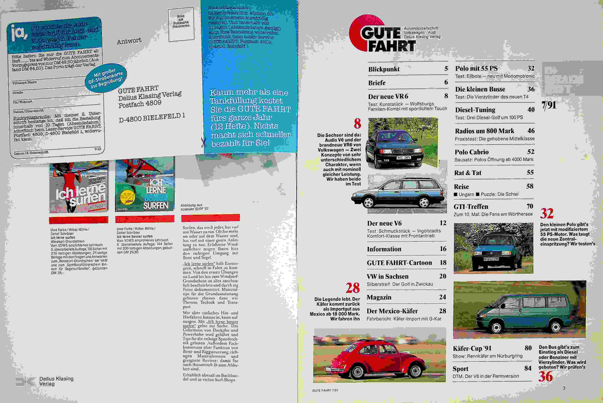 Inhaltsverzeichnis Gute Fahrt 07/1991