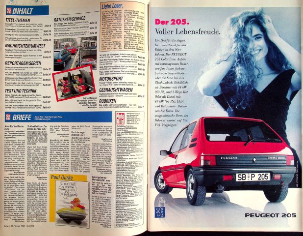 Inhaltsverzeichnis Auto Bild 07/1992
