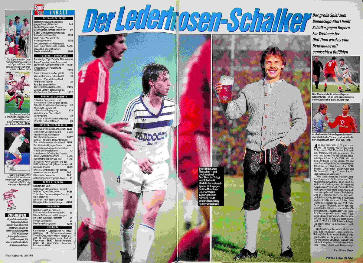 Inhaltsverzeichnis Sport Bild 07/1992