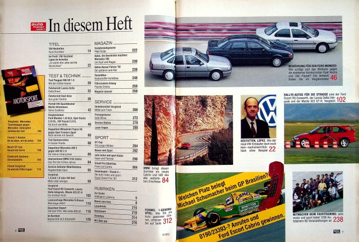Inhaltsverzeichnis Auto Motor und Sport 07/1993