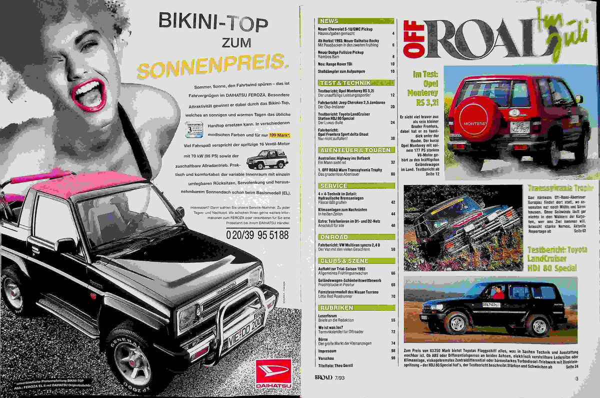 Inhaltsverzeichnis Offroad 07/1993
