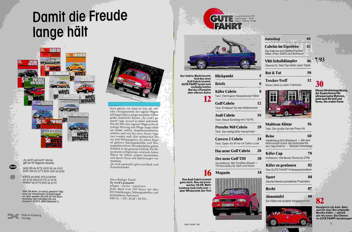 Inhaltsverzeichnis Gute Fahrt 07/1993
