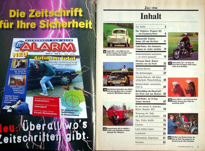 Inhaltsverzeichnis Oldtimer Praxis 07/1994
