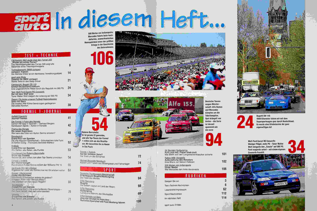 Inhaltsverzeichnis Sport Auto 07/1994