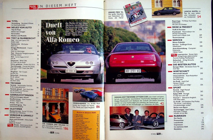 Inhaltsverzeichnis Auto Motor und Sport 07/1995