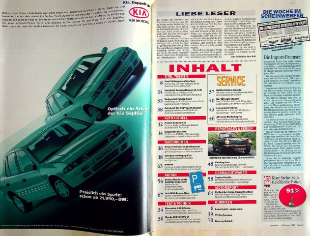 Inhaltsverzeichnis Auto Bild 07/1995