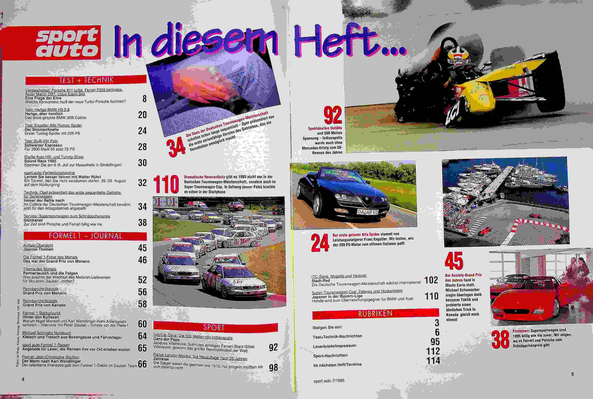 Inhaltsverzeichnis Sport Auto 07/1995
