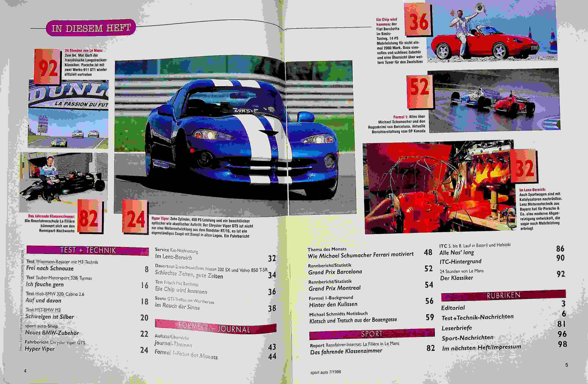 Inhaltsverzeichnis Sport Auto 07/1996