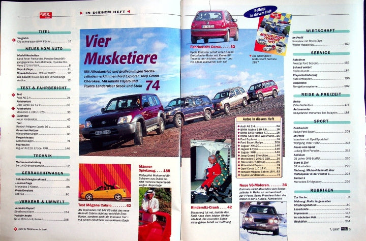 Inhaltsverzeichnis Auto Motor und Sport 07/1997