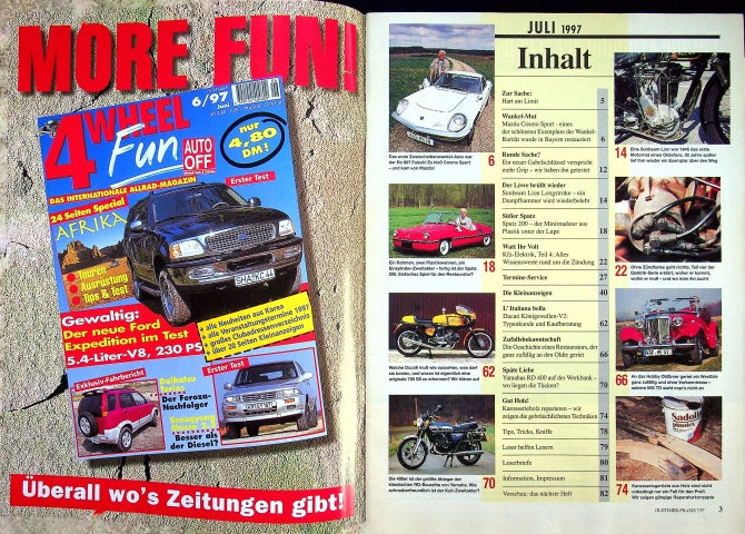 Inhaltsverzeichnis Oldtimer Praxis 07/1997