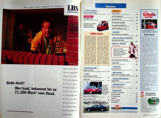 Inhaltsverzeichnis Auto Bild 07/1997