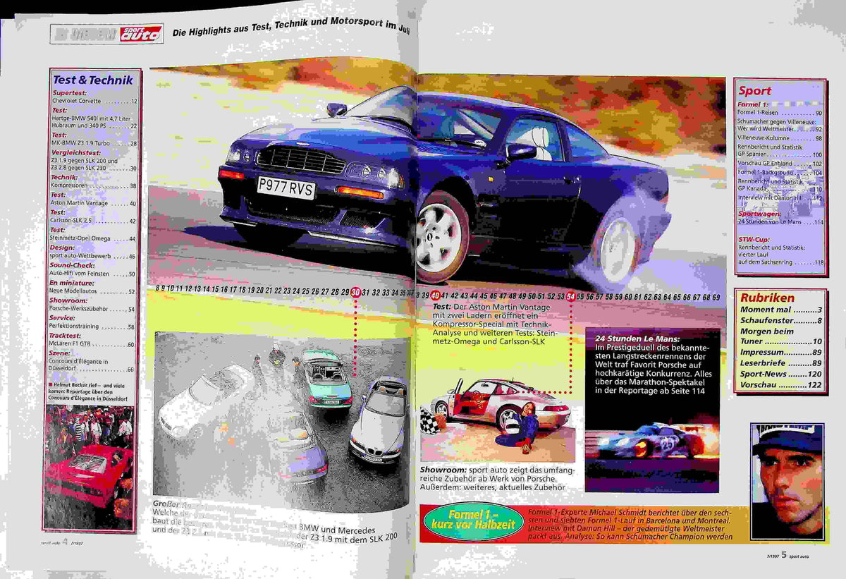 Inhaltsverzeichnis Sport Auto 07/1997