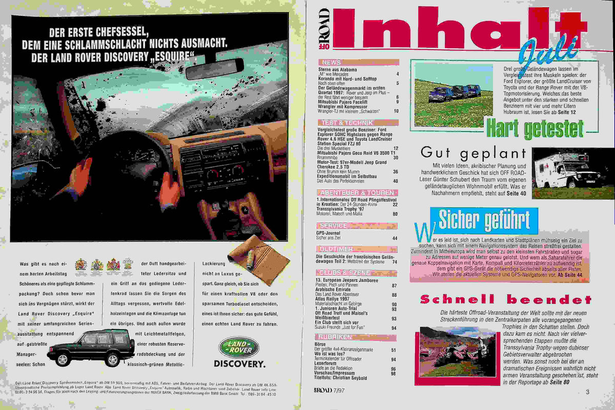 Inhaltsverzeichnis Offroad 07/1997