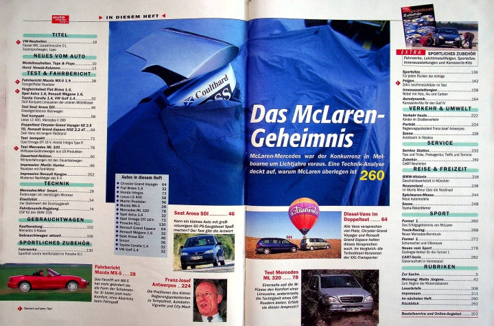 Inhaltsverzeichnis Auto Motor und Sport 07/1998