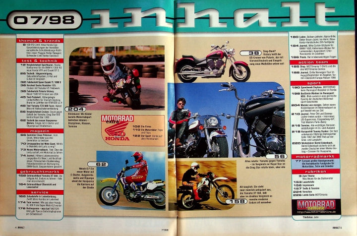 Inhaltsverzeichnis Motorrad 07/1998