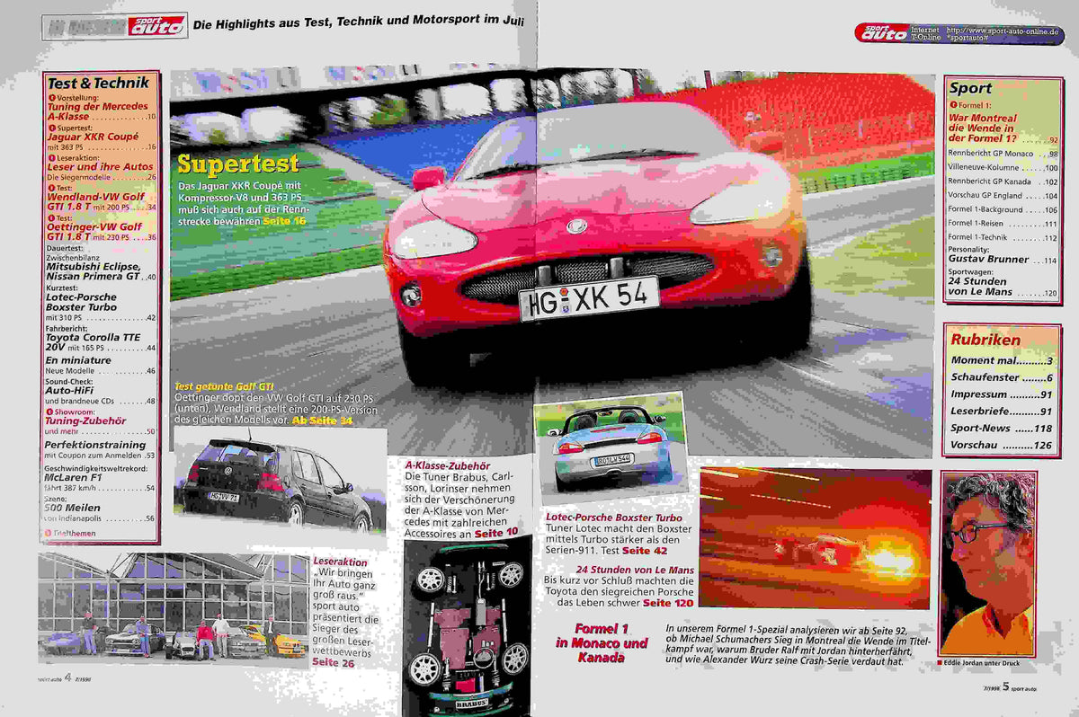 Inhaltsverzeichnis Sport Auto 07/1998