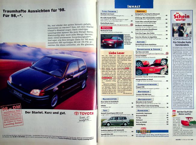 Inhaltsverzeichnis Auto Bild 07/1998