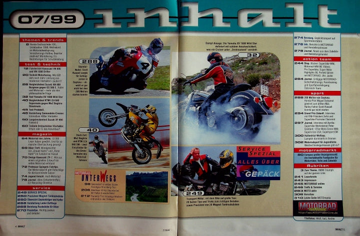 Inhaltsverzeichnis Motorrad 07/1999
