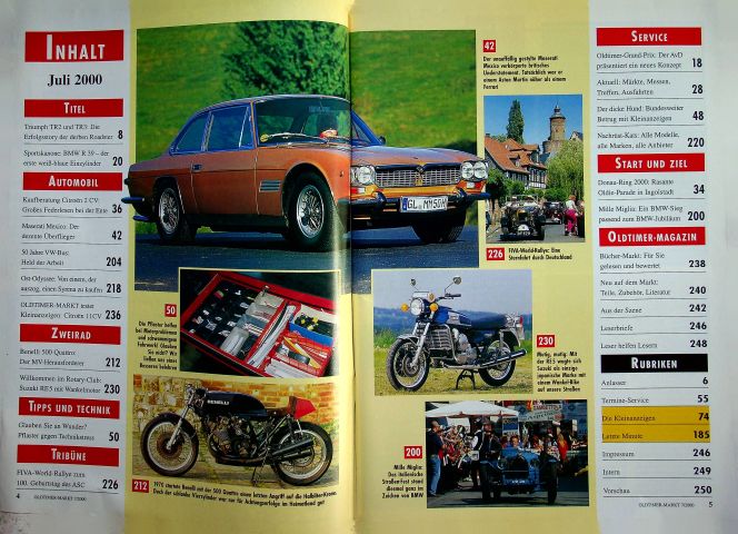 Inhaltsverzeichnis Oldtimer Markt 07/2000