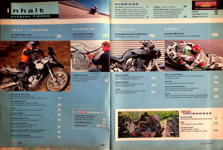 Inhaltsverzeichnis Motorrad 07/2000