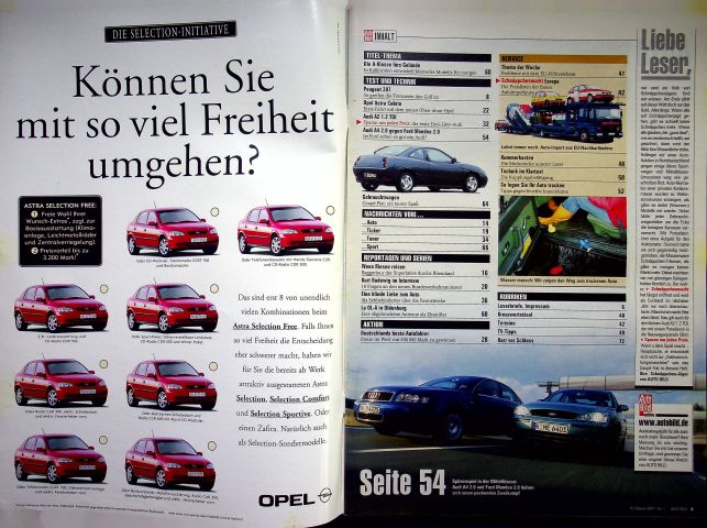 Inhaltsverzeichnis Auto Bild 07/2001