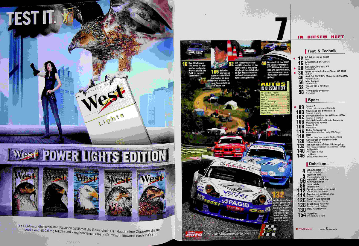Inhaltsverzeichnis Sport Auto 07/2001